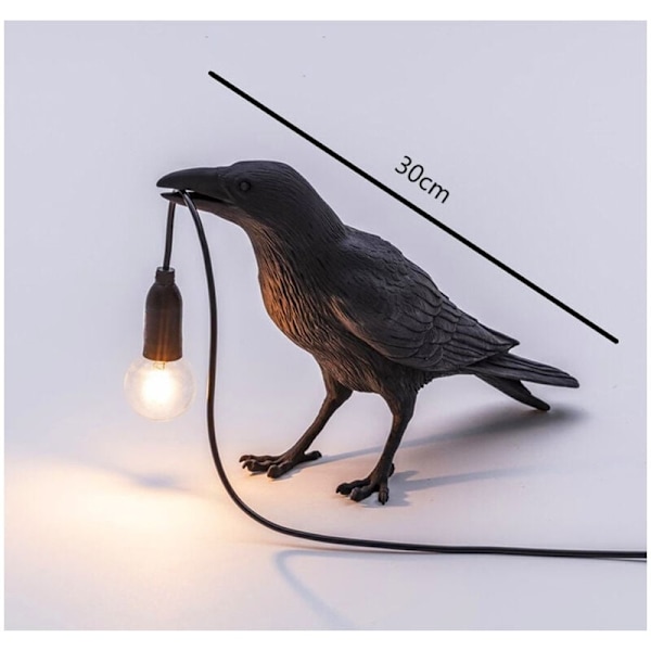 Kråkelampe, skrivebordslampe, lykkelig fuglelampe, minimalistisk fuglestatue, fuglelampe, moderne interiør, gave til bondegårdsdekor