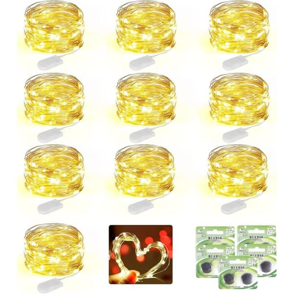 10-pack 2M 20LED batteridrivna koppar-ljusslingor för utomhus- och inomhusbruk-FA-