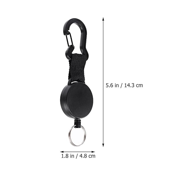 2 stk. udendørs anti-tab nøglering høj stræk spænde camping elastisk nøglering klatring levering (14,3x4,8 cm, sort)