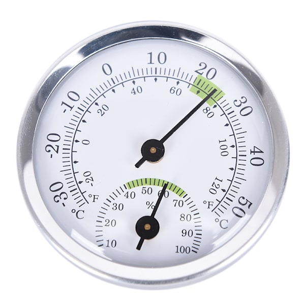 Indendørs Analog Luftfugtighed Temperaturmåler Hygrometer Silver