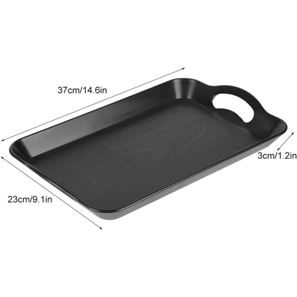 Rektangulært serveringsfad, plastikfad med håndtag til buffet,
