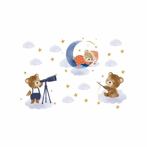 En uppsättning väggdekorationer, Cubs Moon Stars väggdekoration för vardagsrum