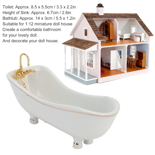 5 dele 1:12 dukkehus badeværelsessæt søde smukke porcelæn dukkehus miniature møbler legetøj dukkehus tilbehør