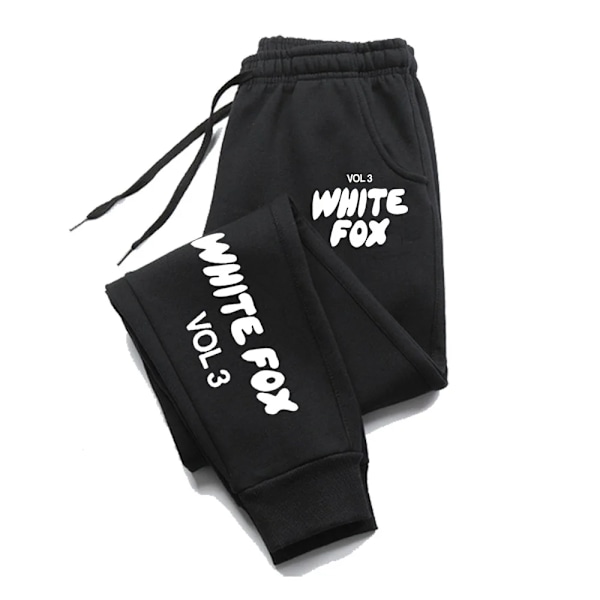 Hvide Fox Joggers Mode Løse Bukser Mænd Kvinde Casual Sweatpants Behagelige Fitness Bukser Kvinder Blød 2024Ny Mangesidig Lysegrå Sort Light grey  black L