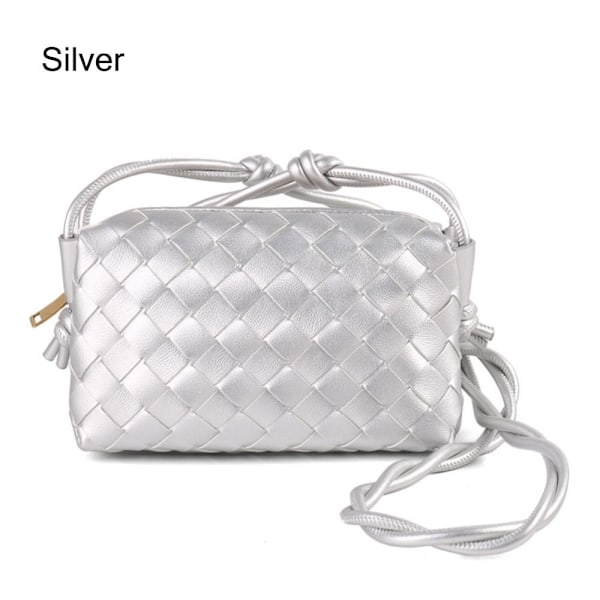 Crossbody-väska för kvinnor PU-flätad SILVER Silver