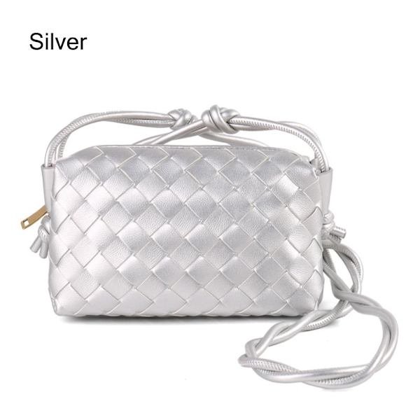 Crossbody-veske for kvinner PU-flettet SILVER Silver