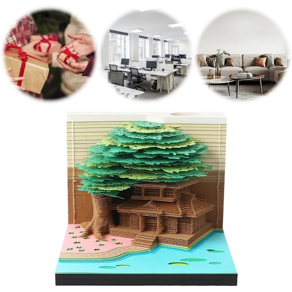 3D-Skrivebords Kalender 2025 med LED-lys, Afrivningspapir, Juledekoration Grøn Green Baumhaus