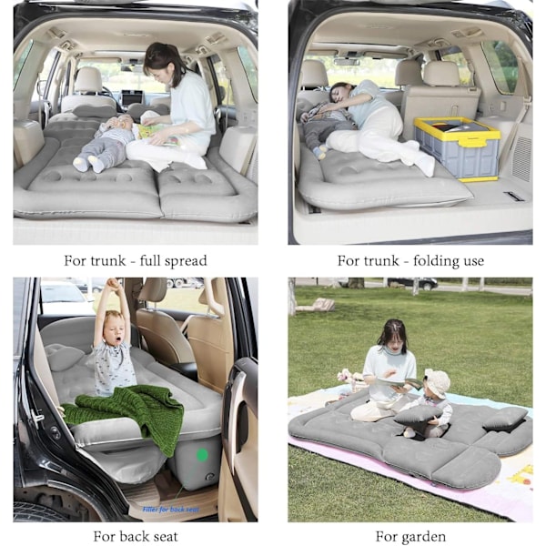 SUV Luftmadras Camping Seng Pude Oppustelig Tyk Bil Luftmadras Grey