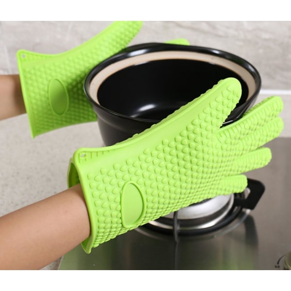 Set of 2 heat-resistant, non-slip silicone oven gloves for oven