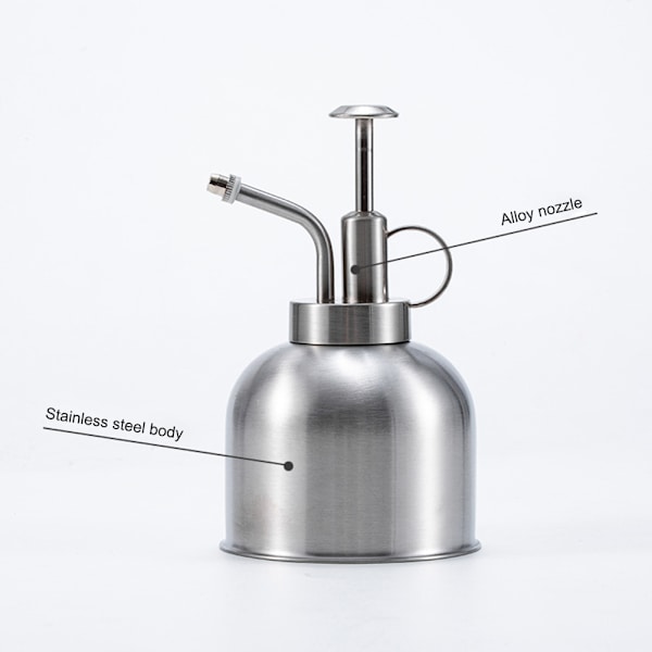 Växt Mister Sprayflaska 300ML Vattenkanna i Rostfritt Stål för Inomhusväxter Succulent Bonsai Trädgårdsredskap Silver