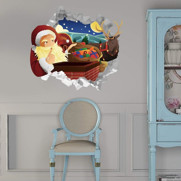 3D Joulupukki seinätarra joulu seinätarrat, Joulupukki