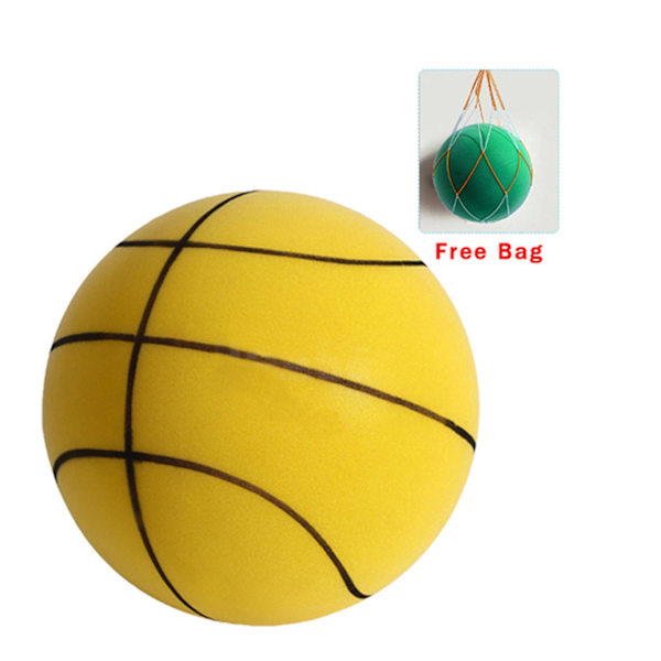 Handleshh Stille Basketboll - Premiummaterial, stille og myk skumboll, trenings- og spillhjelp Gul Yellow 21cm