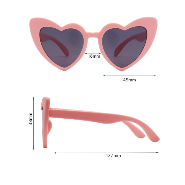 Børns polariserede hjerte solbriller til piger og drenge, bøjelige og fleksible