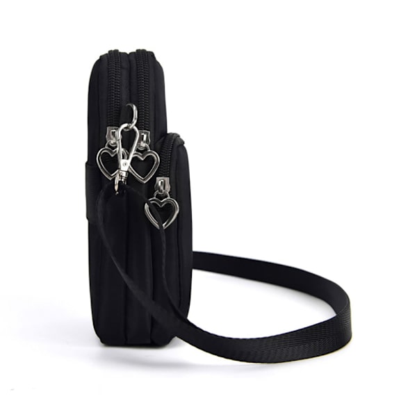 Nylon & Polyester Crossbody Telefonetui med Rem - Sort-FA-