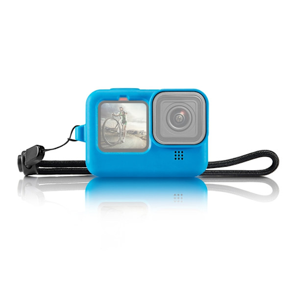 PULUZ GoPro HERO12 Black /11 Black /10 Black /9 Black Silikon Suojaava Kotelo Rannehihnan & Linsisuojan kanssa Blue 360