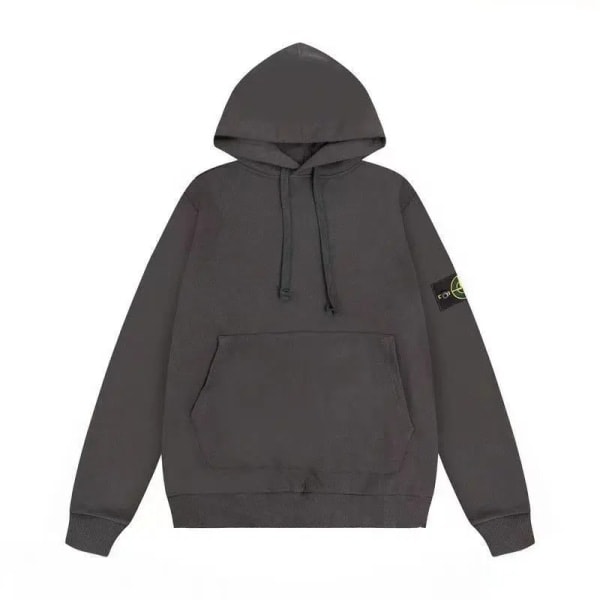 Stone Trendy American Stone Island Emblem Ren Bomuld Hoodie Mænd Kvinder High Street Løstsiddende Kapsel Hoodie Sort Sort L Sort black black L