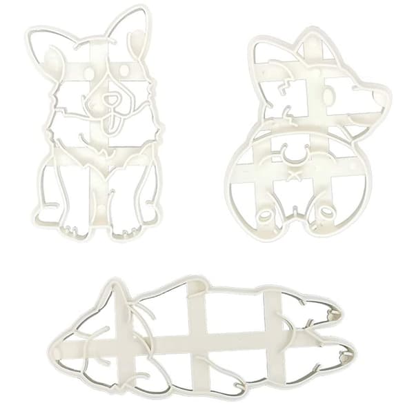 3 stk/sæt søde Corgi plastik udstikkere, sjove hundeformede udstikkere, kagebageværktøj til børn, DIY form-FA-