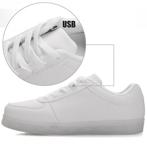 LED-sko sneakers Børn/Voksne, VITA - størrelse 27-45 Hvid White Storlek 40 Vita