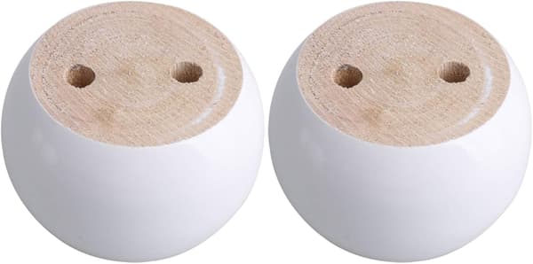 Sett med 4 hvite runde møbelben i eukalyptustre 8 x 8 x 5 cm - XF4 --FA-