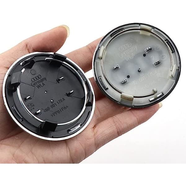 4 stk. automatiske navkapsler for Audi 69MM navkopp aluminium+ABS senter hjulkappe ABS biltilbehør-FA2-
