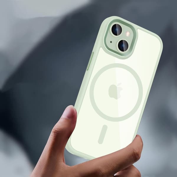 Tech-Protect iPhone 15 -kuori MagSafella ja MagMatilla, vihreä/läpinäkyvä-FA-