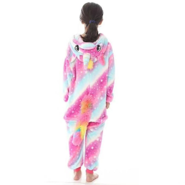 Flickor Barn Unicorn 1onesie Cosplay Kostym Pyjamas Fleece Jumpsuit Mjuk nattkläder PJs 4-7 år B