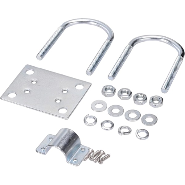 Antennemastklemme Festesett med U-bolter Rustbeskyttelse Klemme Panel Rør Montering Hårdvare for Utendørs LoRa Antenne Helium Miner Antenne WiFi Antenne, 4G L Silver