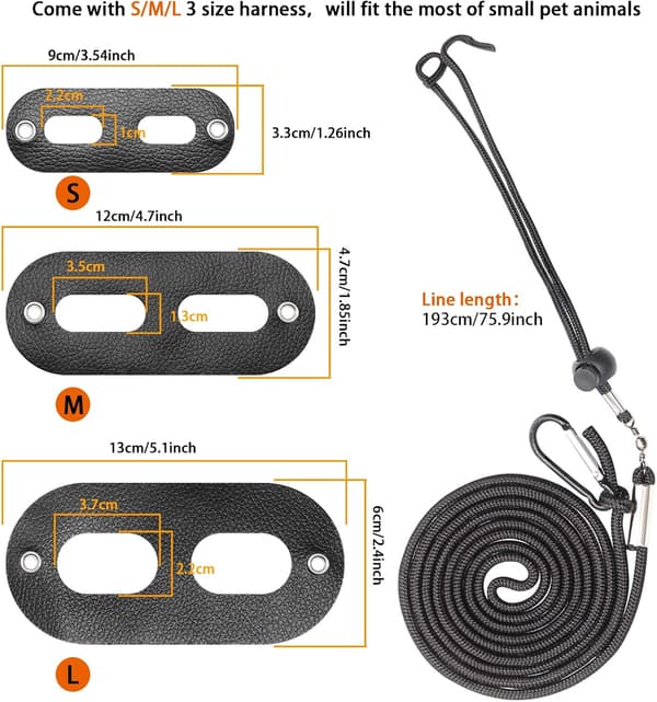 Bearded Dragon Harness & Leash 2-Pack - Adjustable Reptile Vest with Secure Straps for Lizards, Amphibians & Small Pets (S/M/L)-FA-