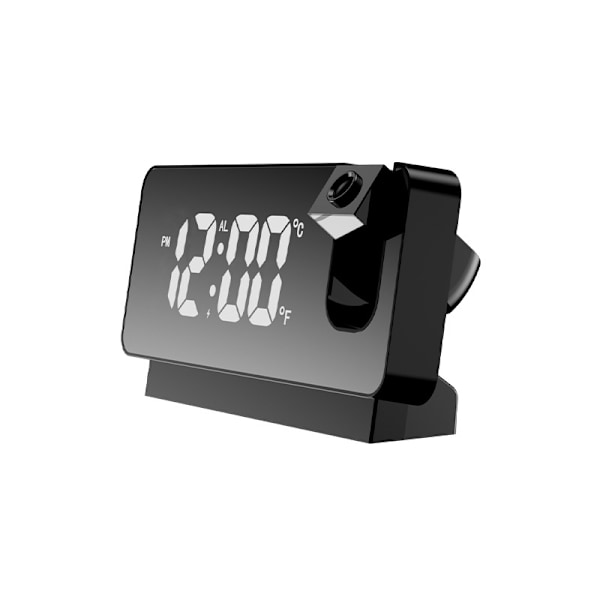 LED-spegelprojektionsväckarklocka termometer digital snooze roterad display USB