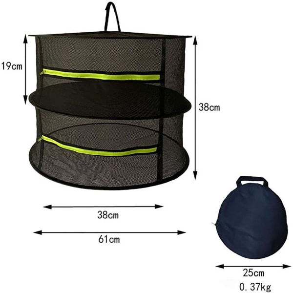 Torkningsnät med dragkedja 2 lager Fällbar 61 cm x 61 cm x 38 cm B
