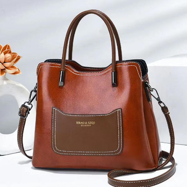 Dam Handtaske Enkelt Mode Bærbar Axelstruktur All-Match Yellowish brown