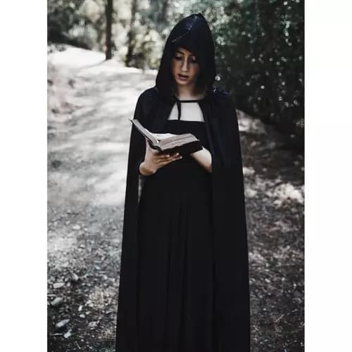 Kappe med Hætte / Kappe - Halloween-FA- Svart black