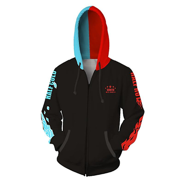 My Hero Academia Todoroki Shoto Cosplay -huppari, vetoketjullinen takki - Musta Black with zipper L