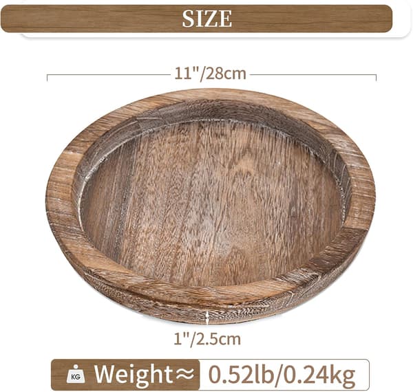 Round Decorative Candle Tray, Rustic Table for Christmas, Wedding, Halloween, Home Decor (Distressed)-FA-