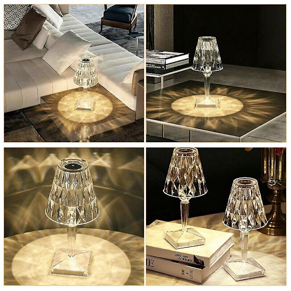 3-färgad diamantbordslampa kristall LED-bar bordslampa uppladdningsbar touchsensor dimbar sänglampa för (fotofärg)-X43-