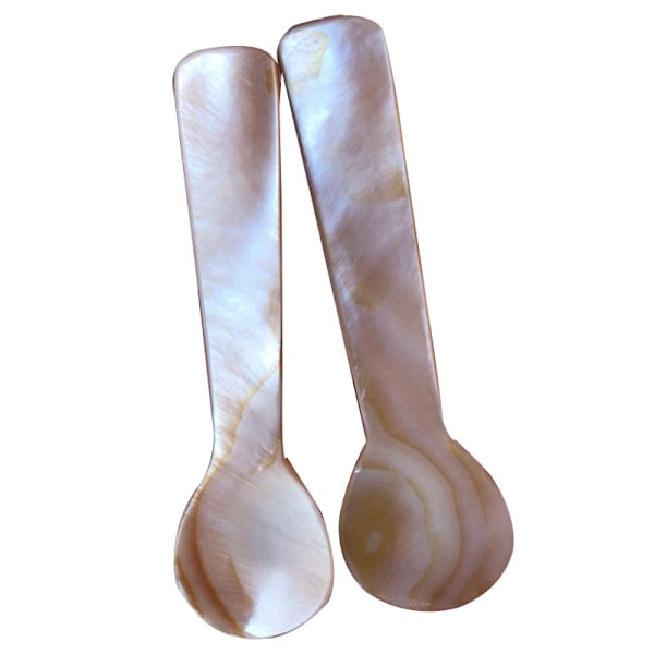 Sett med 6 perlemor 11 cm x 2,2 cm mopp kaviarskeder med rundt håndtak for 11CM