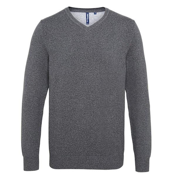 Asquith & Fox Herre Bomuld Rig V-Hals Trøje M Charcoal Charcoal M Charcoal