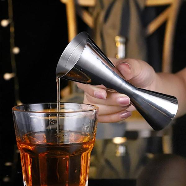 Vinmåler Dobbel cocktailjigger med mål inni, rustfritt stål 30/45ml