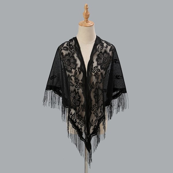 Dam Sjal Aftonbal Cape SVART black