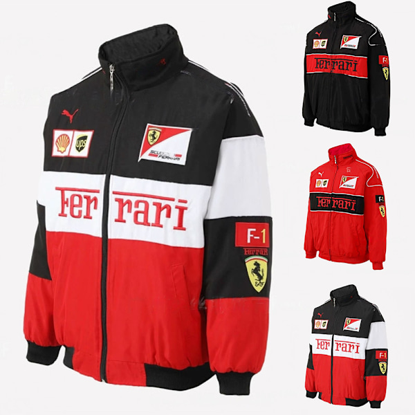 2023 Ferrari Sort Broderi Eksklusiv Jakkesæt F1 Team Racing Sort Sort Black L Black