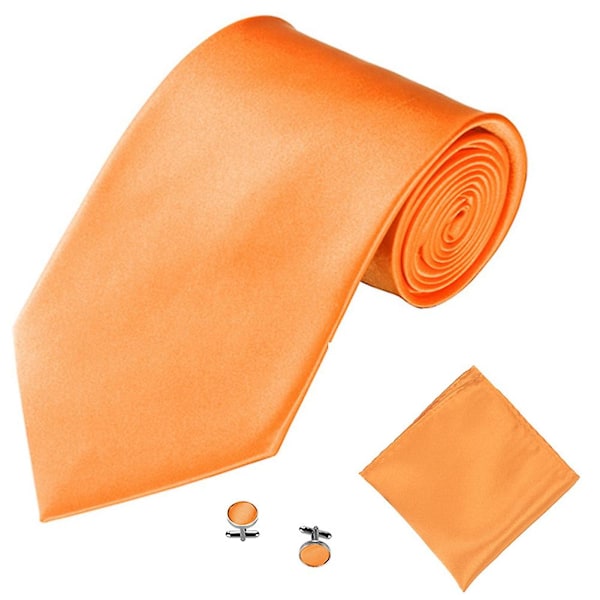 Herrain yksiväriset puvut Solmiot Solmionapit Taskuliina Hanky ​​Set Smoking-asu Orange