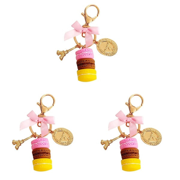 3 stk. Tre-lags Macarons Model Nøglering Bil Nøglering Pung Vedhæng