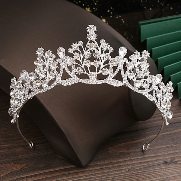 Princess Crystal Tiaras Rhinestone Hårbøjle SILVER silver