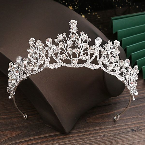 Prinsesse Krystal Tiara Rhinestone Hårbånd SØLV silver