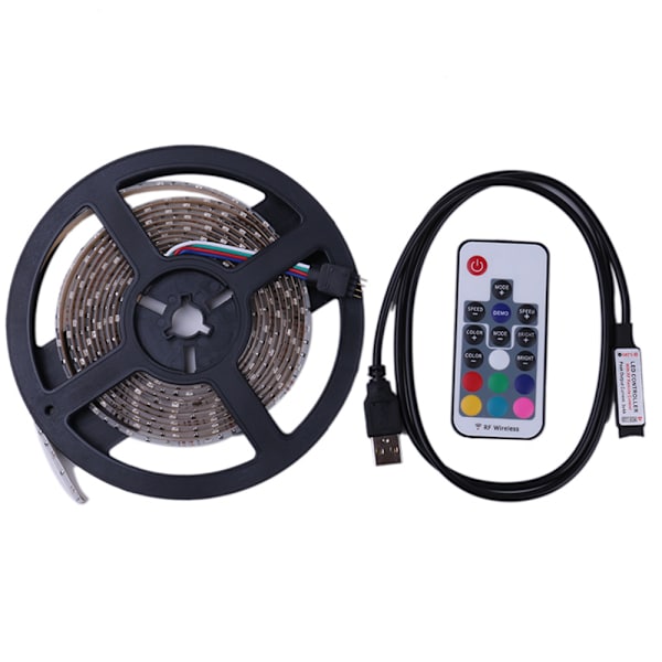 RGB LED-remsa USB med fjärrkontroll - 5 meter vattentät