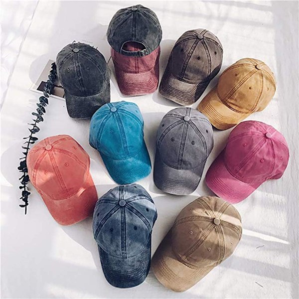 Unisex Vintage Vasket Distressed Baseball-Cap Twill Justerbar