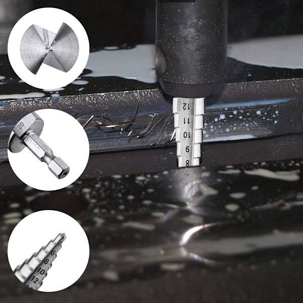 Stegad borr, HSS metall försänkningsborr 4PCS 4-12/20/32m