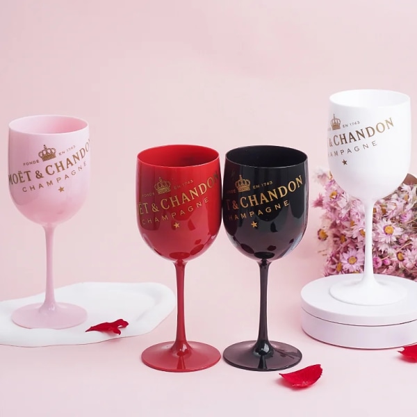 500ml Moet Champagne -huilut lasi muovi akryyli samppanja lasi viinilasi PINK 4PCS