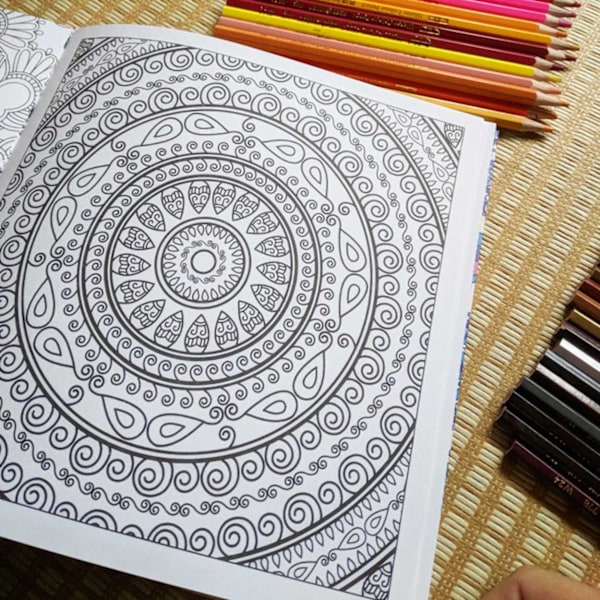 Färgbok för Vuxna 128 Sidor - Zen Mandalas Mindfulness Vit white