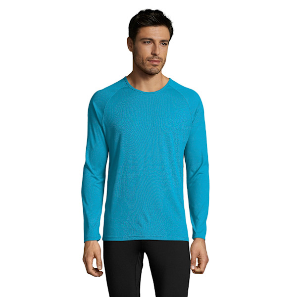 SOLS Herre Sporty Langærmet Funktionstrøje S Aqua Aqua Aqua S